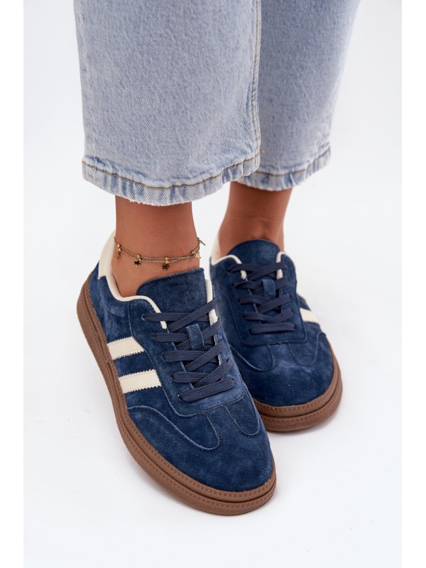 Women's Suede Sneakers on Platform Dark Blue Sylviona