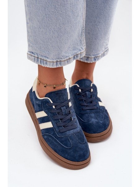 Women's Suede Sneakers on Platform Dark Blue Sylviona