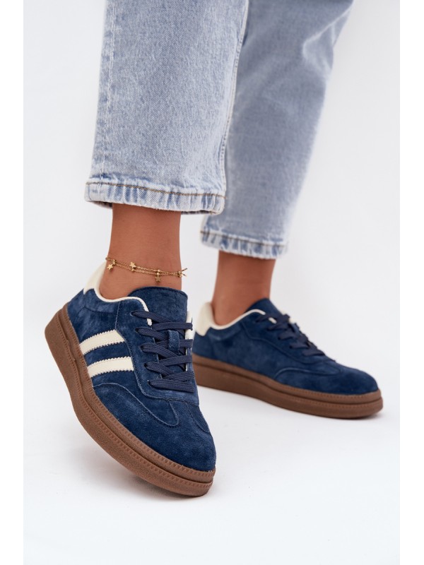 Women's Suede Sneakers on Platform Dark Blue Sylviona