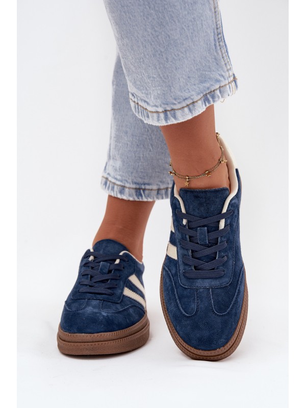 Women's Suede Sneakers on Platform Dark Blue Sylviona