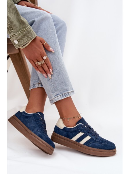 Women's Suede Sneakers on Platform Dark Blue Sylviona