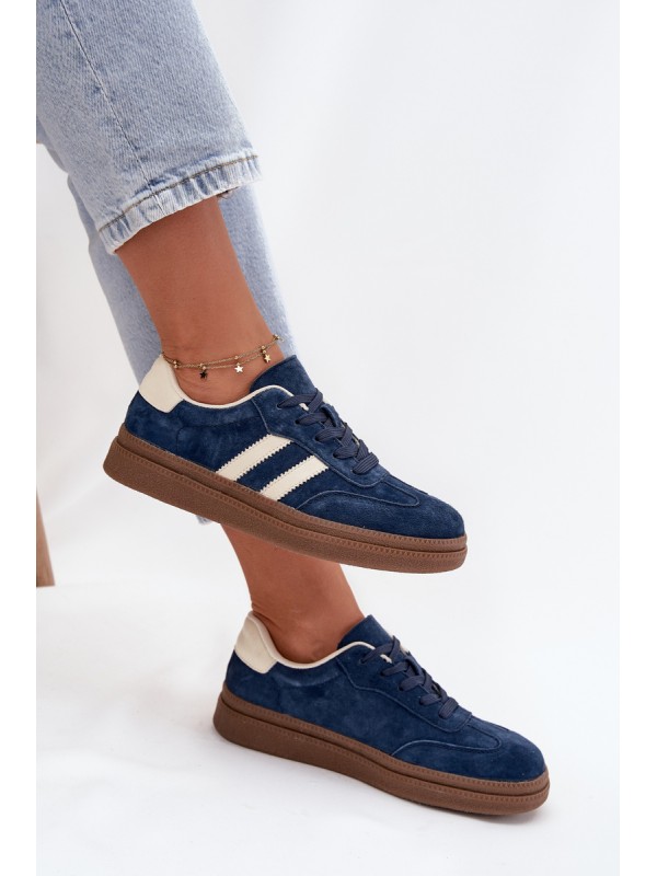 Women's Suede Sneakers on Platform Dark Blue Sylviona