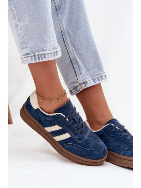 Women's Suede Sneakers on Platform Dark Blue Sylviona