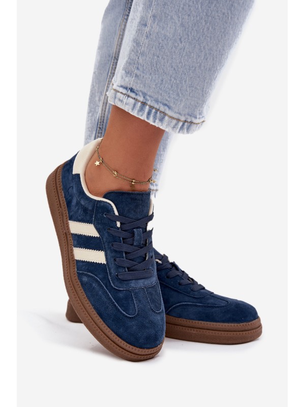 Women's Suede Sneakers on Platform Dark Blue Sylviona