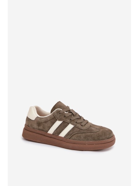 Women's Suede Sneakers on Platform Dark Green Sylviona