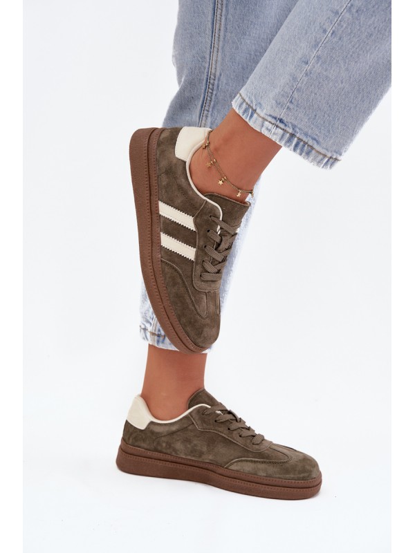 Women's Suede Sneakers on Platform Dark Green Sylviona