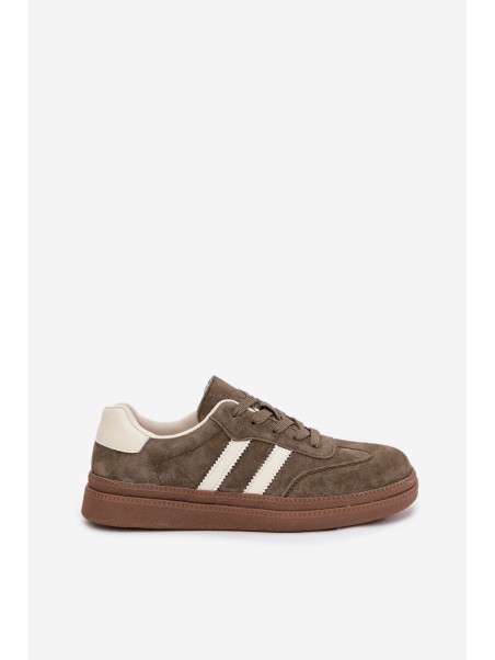 Women's Suede Sneakers on Platform Dark Green Sylviona