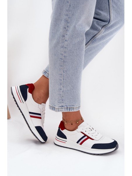 Leather Women's Sports Shoes White Navy Lorvessa