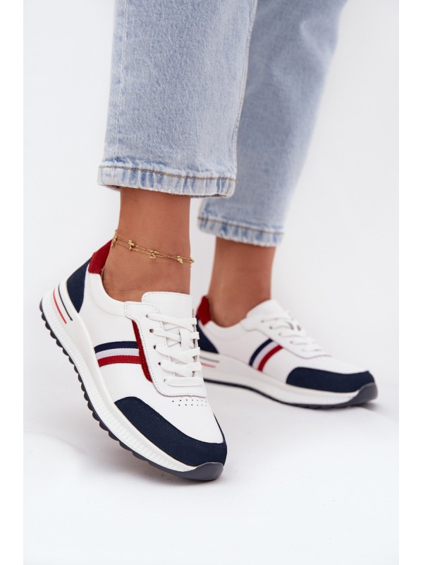 Leather Women's Sports Shoes White Navy Lorvessa