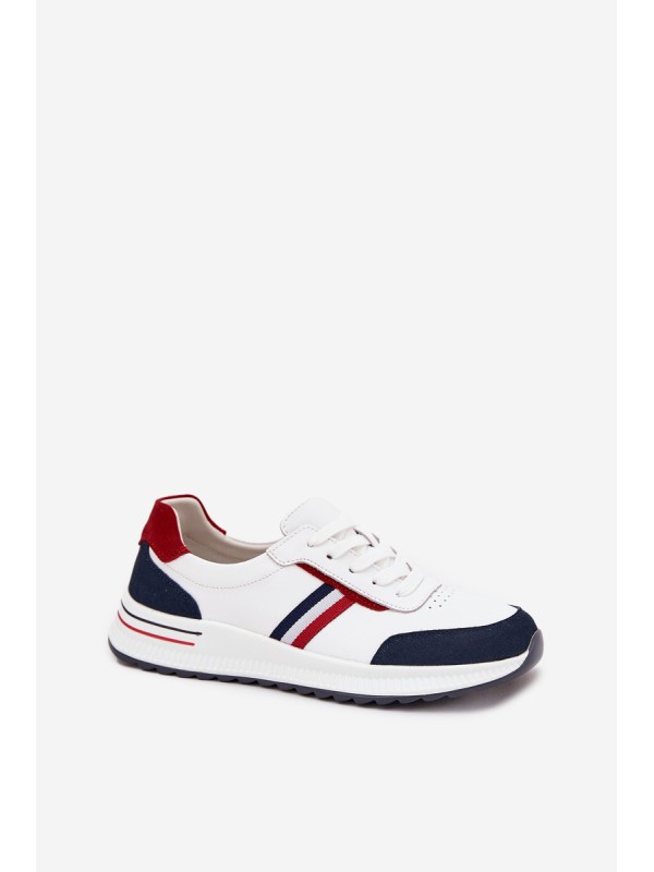 Leather Women's Sports Shoes White Navy Lorvessa