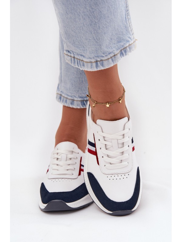 Leather Women's Sports Shoes White Navy Lorvessa