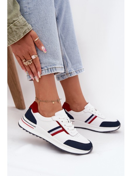 Leather Women's Sports Shoes White Navy Lorvessa