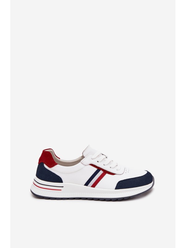 Leather Women's Sports Shoes White Navy Lorvessa