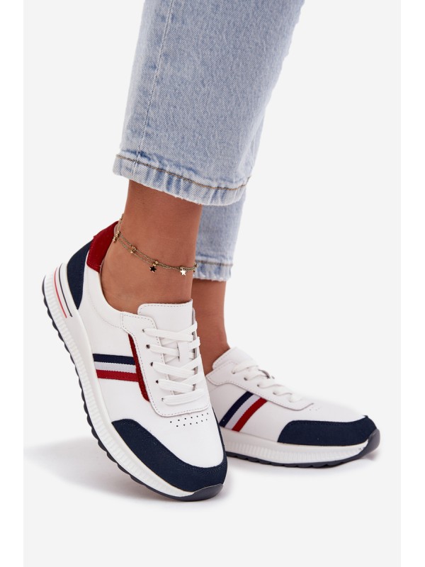 Leather Women's Sports Shoes White Navy Lorvessa