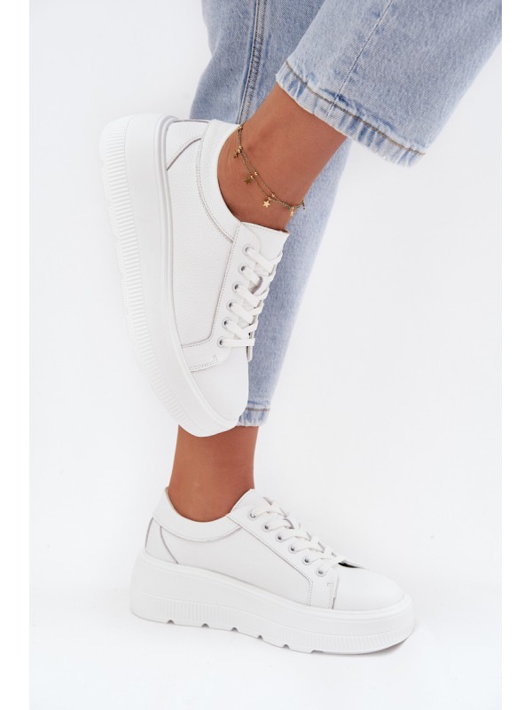 Leather Sneakers On Chunky Platform White Sylvessa