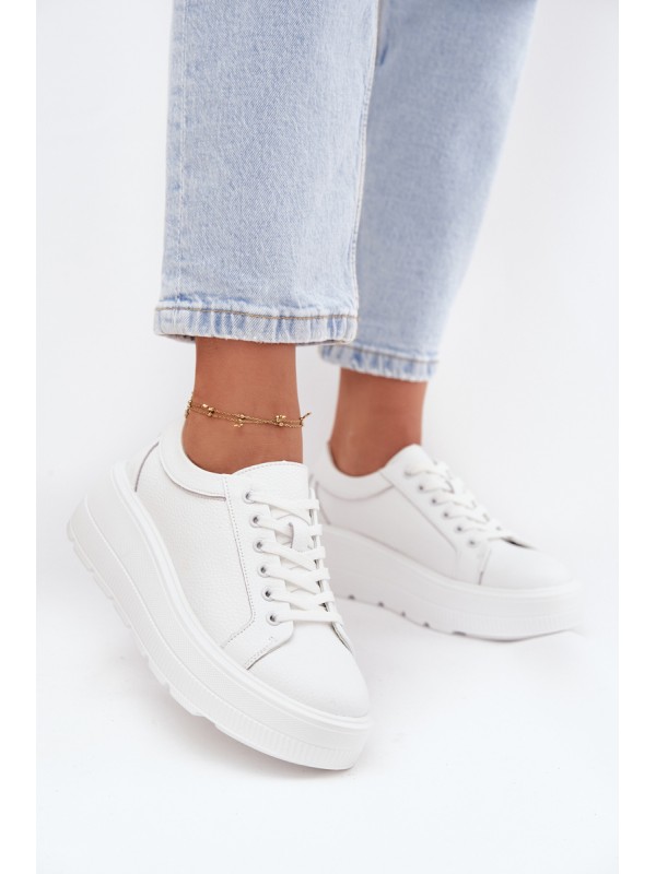 Leather Sneakers On Chunky Platform White Sylvessa 2