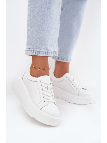 Leather Sneakers On Chunky Platform White Sylvessa