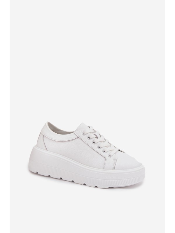 Leather Sneakers On Chunky Platform White Sylvessa