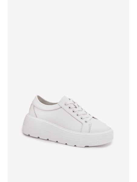 Leather Sneakers On Chunky Platform White Sylvessa