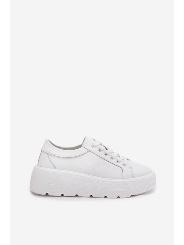 Leather Sneakers On Chunky Platform White Sylvessa