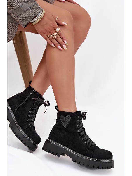 Women's Boots with Glitter Heart Black Nariri