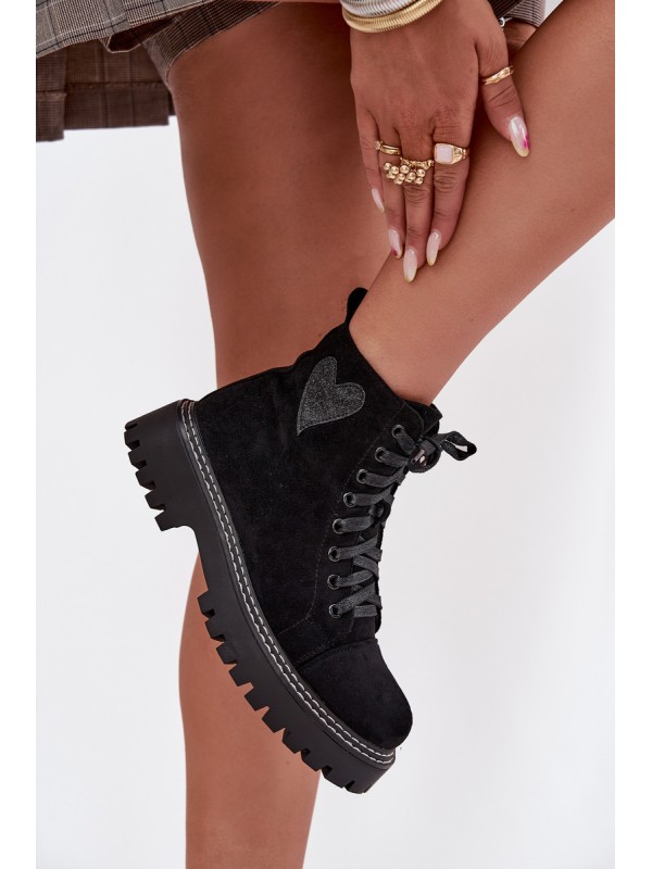 Women's Boots with Glitter Heart Black Nariri Women's Boots with Glitter Heart Black Nariri