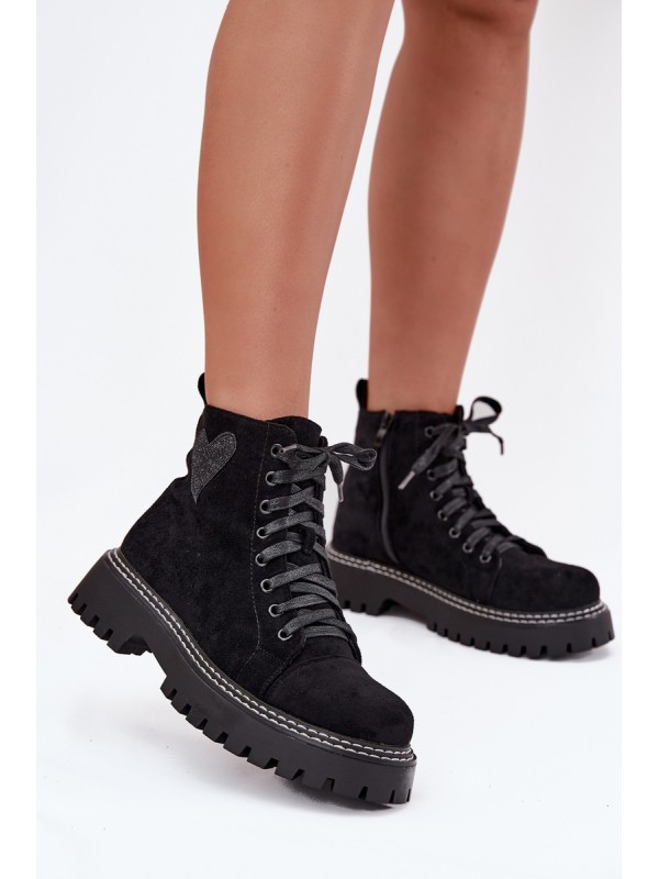 Women's Boots with Glitter Heart Black Nariri Women's Boots with Glitter Heart Black Nariri