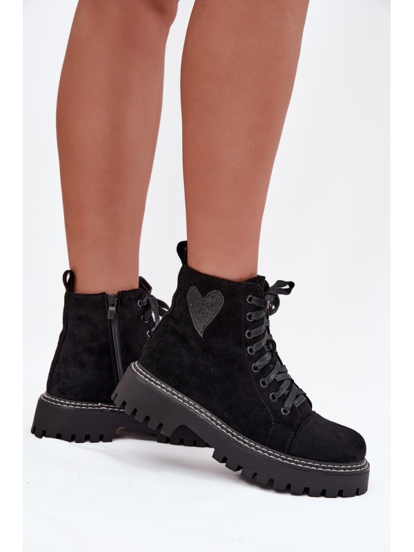 Women's Boots with Glitter Heart Black Nariri Women's Boots with Glitter Heart Black Nariri