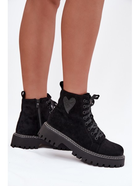 Women's Boots with Glitter Heart Black Nariri