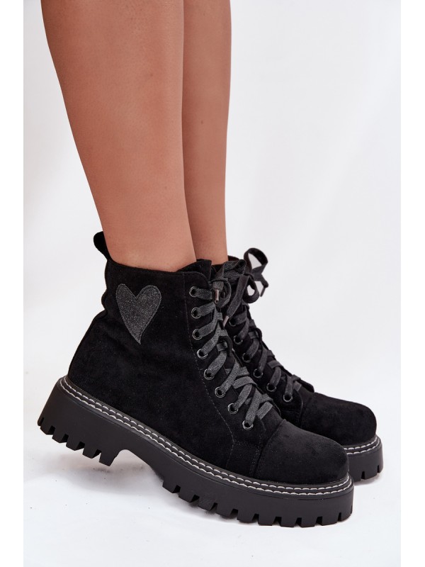 Women's Boots with Glitter Heart Black Nariri Women's Boots with Glitter Heart Black Nariri