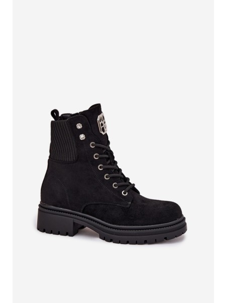 Women's insulated workery boots with decorations Black Olivira