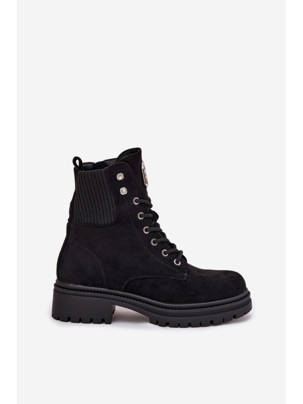 Women's insulated workery boots with decorations Black Olivira