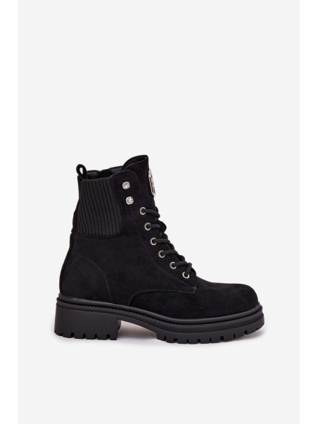 Women's insulated workery boots with decorations Black Olivira
