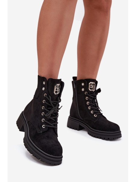 Women's insulated workery boots with decorations Black Olivira