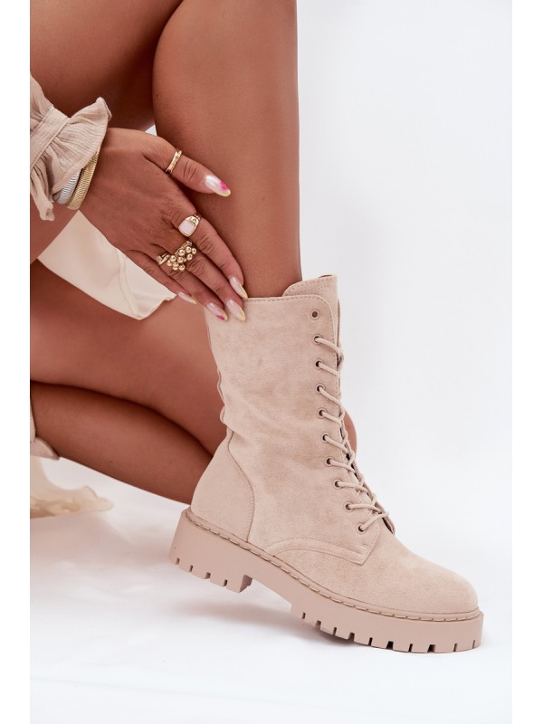 Women's Workery Boots Lined Beige Marvielle