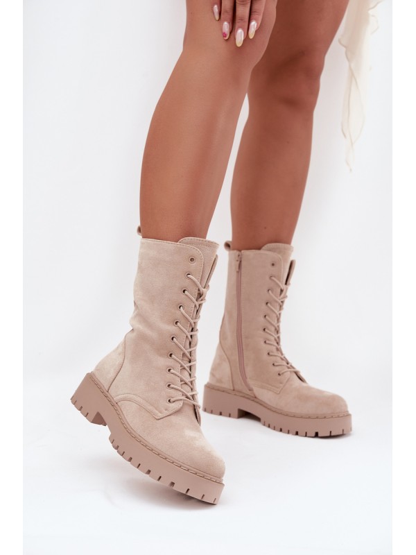 Women's Workery Boots Lined Beige Marvielle