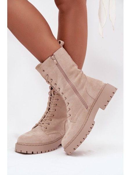 Women's Workery Boots Lined Beige Marvielle