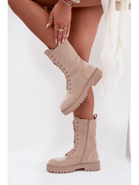 Women's Workery Boots Lined Beige Marvielle