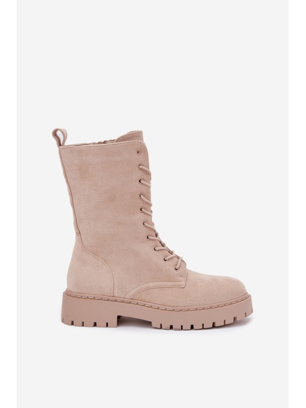 Women's Workery Boots Lined Beige Marvielle