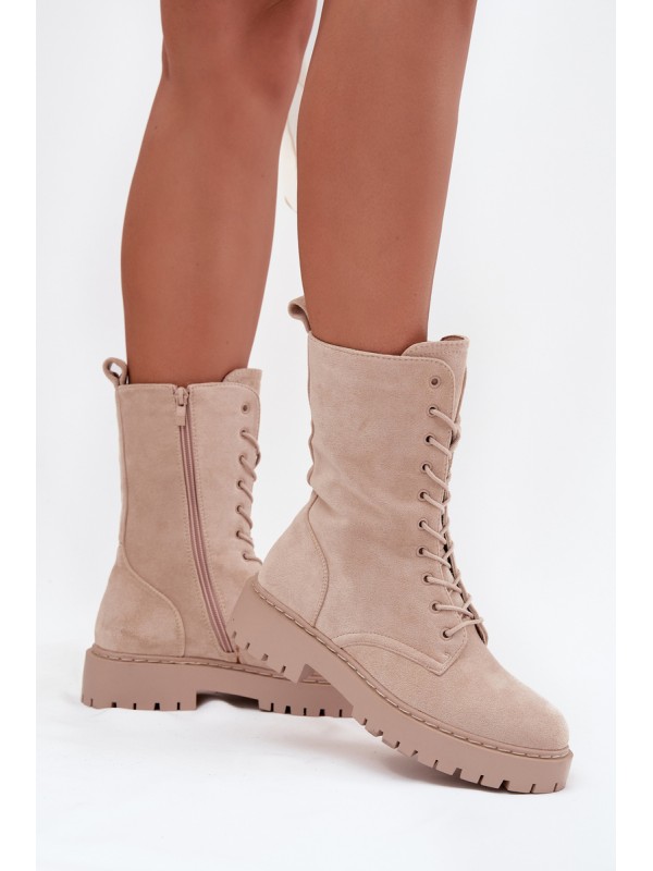 Women's Workery Boots Lined Beige Marvielle