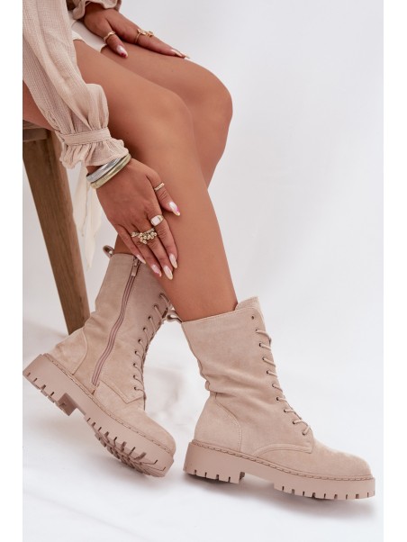 Women's Workery Boots Lined Beige Marvielle