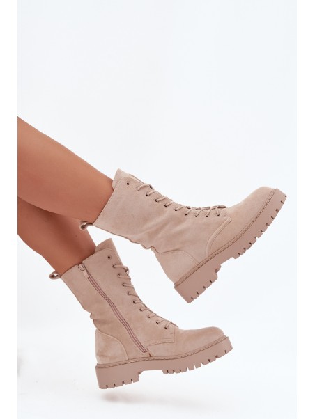 Women's Workery Boots Lined Beige Marvielle