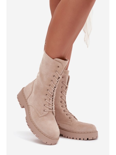 Women's Workery Boots Lined Beige Marvielle