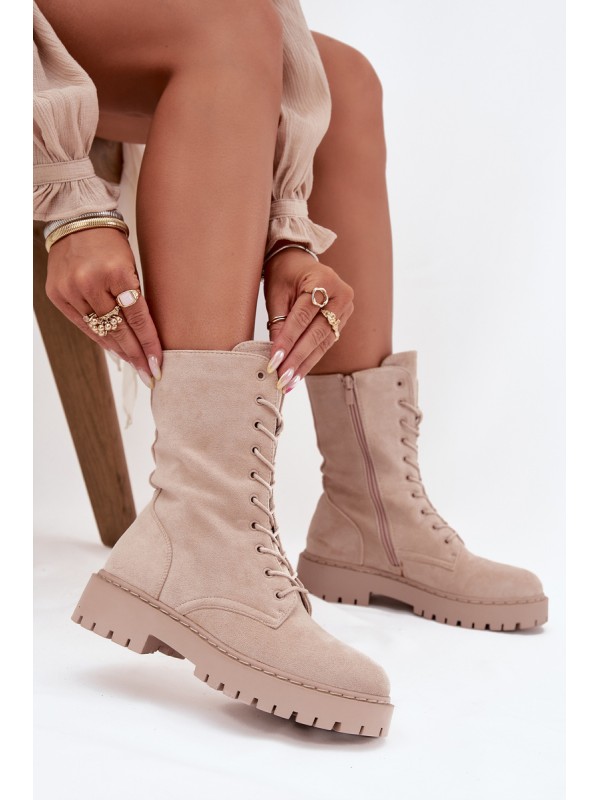 Women's Workery Boots Lined Beige Marvielle