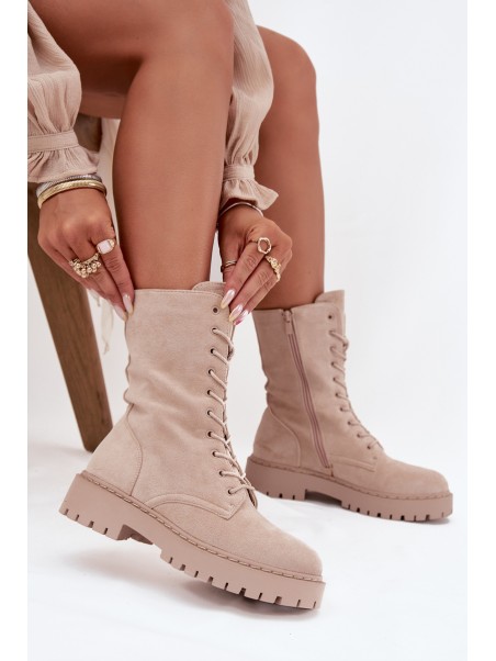 Women's Workery Boots Lined Beige Marvielle