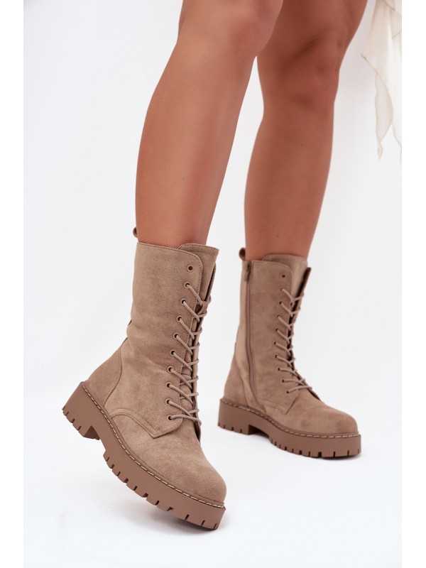 Women's Work Boots Lined Khaki Marvielle 2