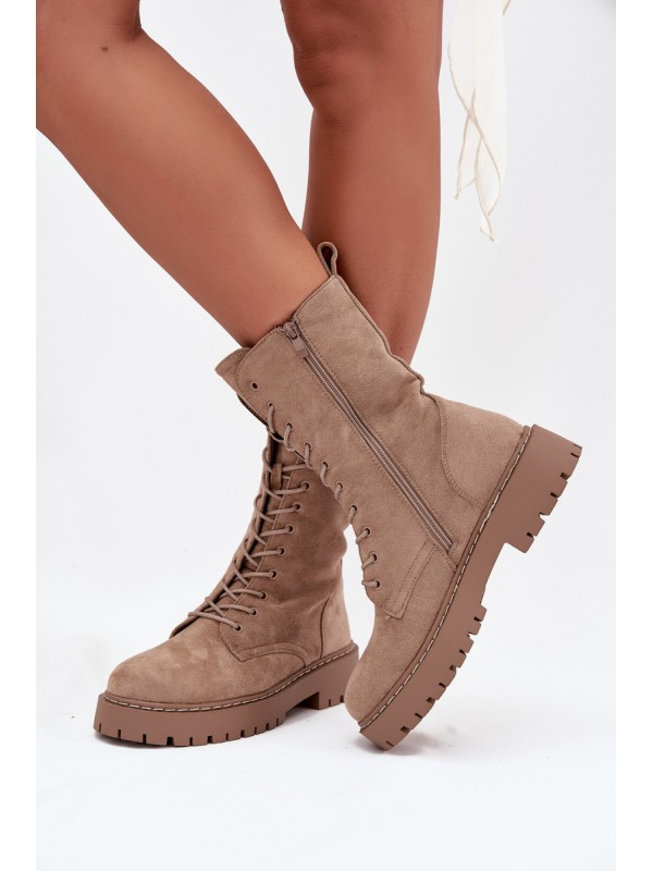 Women's Work Boots Lined Khaki Marvielle