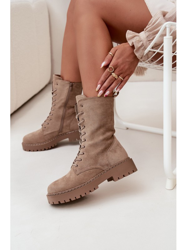 Women's Work Boots Lined Khaki Marvielle