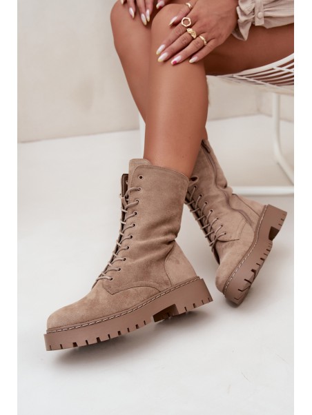 Women's Work Boots Lined Khaki Marvielle