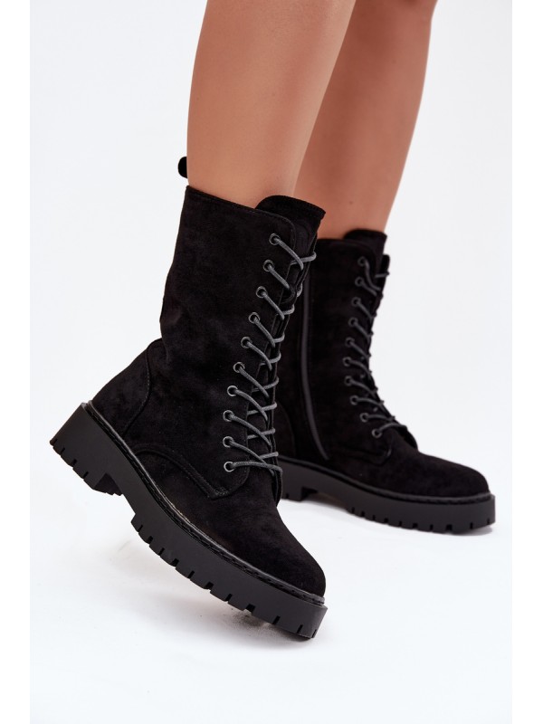 Women's Workery Boots Lined Black Marvielle